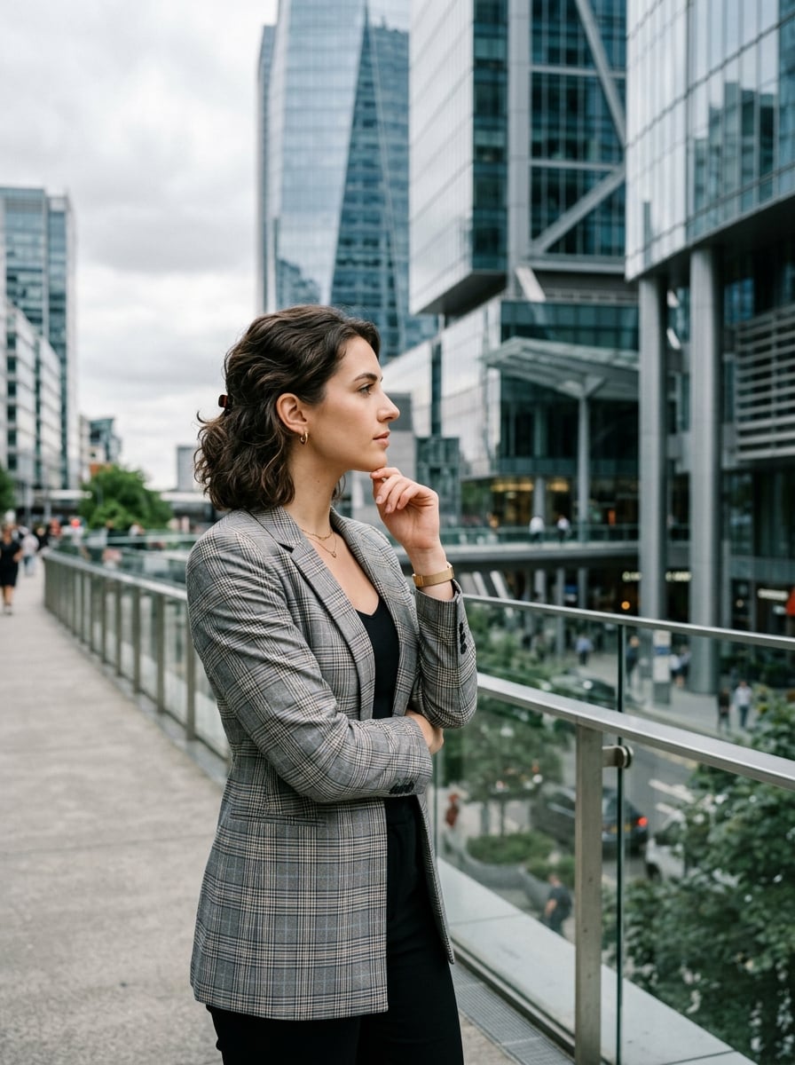 Property investor observing urban skyline